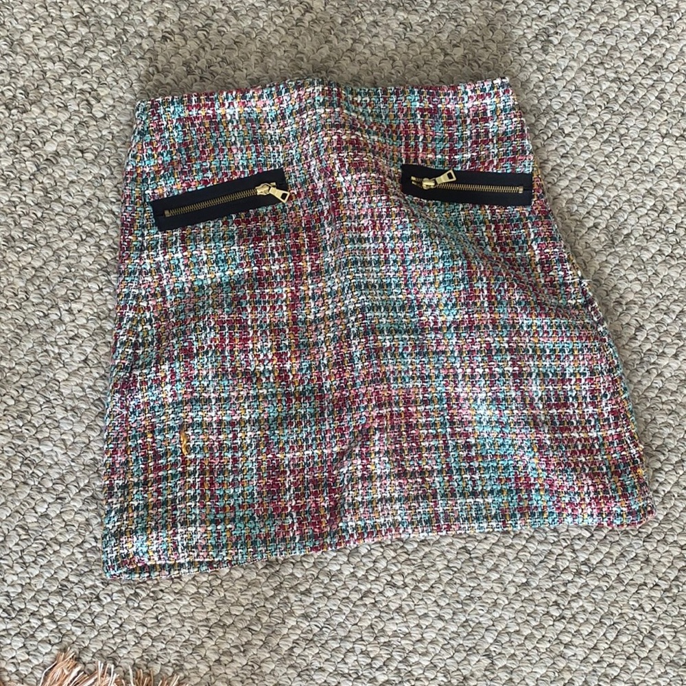 Multi colored tweed mini skirt